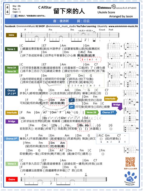 門常關|C Allstar 門常關 （歌詞）Chord譜, 結他譜, 吉他譜 powered by。